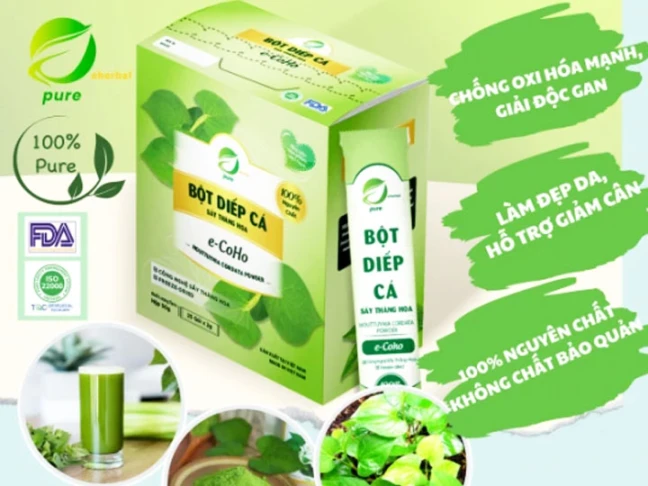 Bột Diếp Cá sấy thăng hoa e-CoHo - Hộp 25 gói